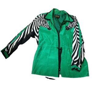 Bob Mackie Green Zebra Print Jacket